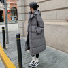 灰色羽绒棉服，女冬季2023中长款日系棉衣，森系棉袄高级感