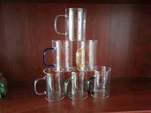 加厚耐热透明玻璃杯花茶杯绿茶杯果汁杯带把玻璃水杯