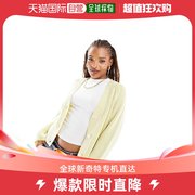 香港直邮潮奢asos女士设计v领系扣电镀纱线黄绿色(黄绿色)针织开衫