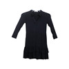 黑色显瘦连衣裙女款春夏气质，优雅v领针织，拼接百褶裙a字摆中裙