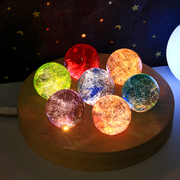 七彩琉璃珠水晶球摆件，创意发光桌面办公室，装饰送人情人节七夕礼物