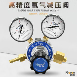 铂唯yqy-12氧气减压器，调压阀稳压器压力表，氧气瓶减压阀上海减压器
