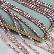 天然彩色不掉色3-3.5mm小米珠淡水珍珠，裸珠diy手工穿珠饰品材料