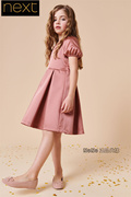 next英国女童大童亲子，玫瑰粉红色连衣裙，礼服宴会缎面m98-308