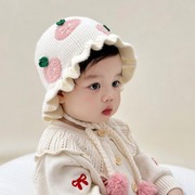 婴儿帽子秋冬款，甜美洋气女童毛线公主，帽冬天女宝宝护耳加厚针织帽