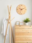 实木挂钟个性创意简约超静音时钟客厅家用日式原木质时尚大气挂表