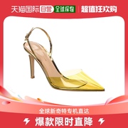 Gianvito Rossi女士时装凉鞋黄色皮革露跟高跟包头  美国奥莱