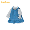 巴拉巴拉女童套装秋婴儿背带裙礼服宝宝两件套2021款长袖套头休闲