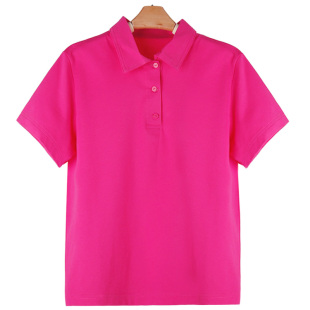 t恤2023年夏装纯棉，上衣粉色短袖女士立领，套头宽松体恤韩版女装