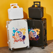 涂鸦行李箱女万向轮铝框密码，拉杆箱结实耐用旅行箱，男24大容量28寸