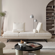 意式布艺沙发客厅，现代简约极简法式北欧雪花绒白色复古直排沙发