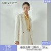 MECITY女装夏季优雅商务气质收腰韩版米白色西装外套女