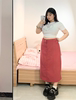 大码胖mm韩版甜美高腰2-300斤梨型身材直筒开衩粉色牛仔半身裙潮