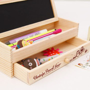 小黑板抽屉铅笔盒韩国文具盒创意精致可爱收纳盒多功能木制