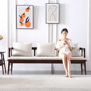 冬夏两用全实木沙发北欧小户型Q现代简约三人位客厅木质白蜡