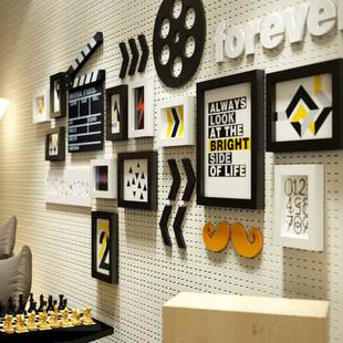 实木照片墙相框字母组合创意影视公司客厅卧室服装店装饰相片挂墙