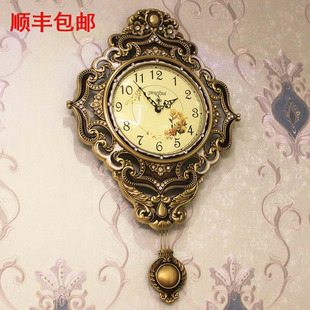 欧式轻奢纯铜挂钟客厅，家用时尚静音钟表创意个性，大气时钟摇摆挂表