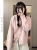 韩系甜美粉色毛衣女(毛衣女，)秋冬开衫外套，2024年春季今年流行的针织衫
