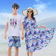 三亚海边度假沙滩情侣装夏装蜜月，泰国普吉岛波西米亚女长裙连衣裙