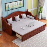 欧式实木沙发床，推拉坐卧两用可折叠1.5米1.2多功能小户型双人