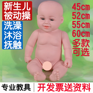 新生儿护理学模型仿真婴儿软胶洗澡抚触娃娃 被动操教具 家政培训