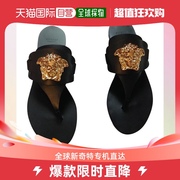 香港直邮versace女士黑色，平底凉鞋dsr012c-dvt2p-d410c
