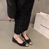秋鞋女2023时尚法式黑色小单鞋百搭一脚蹬韩版网红豆豆鞋软底