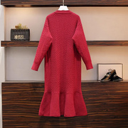 欧洲孕妇秋冬装连衣裙潮，2022年女洋气，减龄冬款红色毛衣大