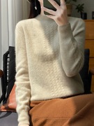 鄂尔多斯市产羊绒衫女士套头，毛衣2023秋冬半高领羊毛针织衫厚