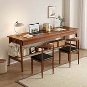 双人纯实木书桌电脑桌台式家用学习桌带抽屉长条桌办公桌子工