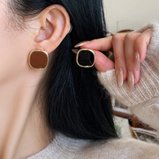 秋冬美拉德耳环复古气质方形耳钉2024小众设计感高级耳夹