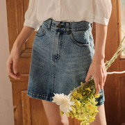 诺比昂2023春夏季法式复古百搭做旧高腰牛仔半身裙包臀短裙