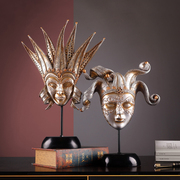 高档欧式复古面具摆件红酒架桌面客厅创意家居隔断装饰品摆设工艺