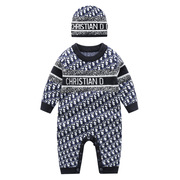 婴儿潮牌衣服0-1岁男宝宝连体衣秋冬洋气针织新生儿长袖无骨毛衣