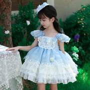 洛丽塔女童公主裙洋装春秋高级感小宝宝礼服背带蓬蓬儿童连衣裙子