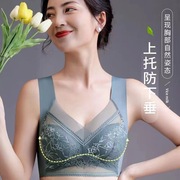 欧美跨境夏季冰丝无痕，内衣女一体式固定杯，运动蕾丝加大码聚拢文胸