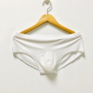 白色无痕男三角裤自由裁不勒腿设计3D立体单层冲凸低腰夏季薄款