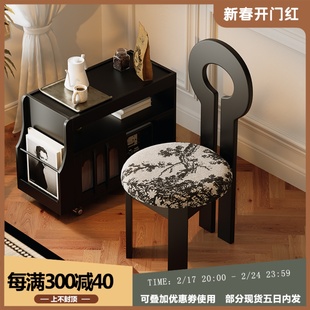 法式复古餐椅黑色中古家具美式设计师餐桌椅子小户型轻奢高级家用