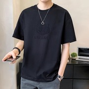 时尚短袖t恤男士夏季韩版潮牌2024纯棉半袖虎头钢印薄款体恤