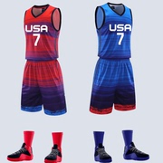 美国队球衣杜兰特7号USA梦之队篮球服套装男定制儿童比赛队服
