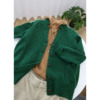 重磅《时光荏苒》超细进口羊毛牦牛绒麻花毛衣女绿色开衫外套