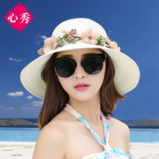 帽子女夏天韩版百搭遮阳防晒帽可折叠草帽，太阳帽海边沙滩帽渔夫帽