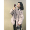 短款紫色棉服女冬季外套棉袄棉衣2023小个子韩系气质