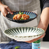 日式陶瓷碗盘菊皿餐具8英寸家用餐盘点心，圆盘汤盘创意面碗汤碗