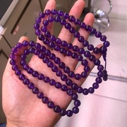 天然紫水晶108颗佛珠款手链 颜色紫罗兰色 尺寸8mm左右，重88.9g