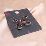 日韩风格组合套装彩色水钻戒指简约大气日常款细圈时尚指环女