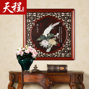 新中式客厅沙发背景墙装饰画三联浮雕，走廊过道招财风水简约玉雕画