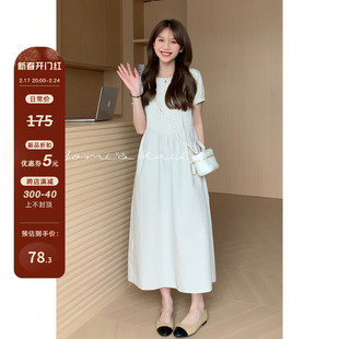 哟米YOMI小个子日系短袖连衣裙女夏季高端精致气质显瘦长裙子