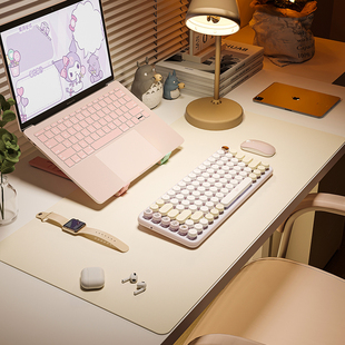 白色皮革鼠标垫超大号电脑桌垫办公室，桌面垫键盘，书桌垫子桌布定制