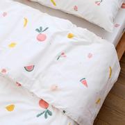 拍档蔬菜水果手绘卡通全棉斜纹，床单被套定制宿舍单双人(单双人)纯棉被罩